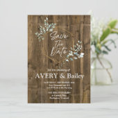Carte d'invitation de mariage élégante rustique eu (Debout devant)