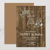 Carte d'invitation de mariage élégante rustique eu (Devant / Derrière)