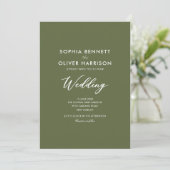 CARTE D'INVITATION DE MARIAGE ÉLÉGANTE SIMPLE VERT (Debout devant)