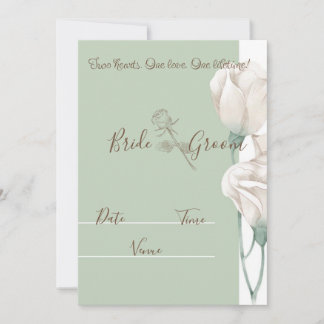 Carte d'invitation de mariage élégante vert sauge