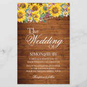 Carte d'invitation de mariage en bois floral rusti (Devant)