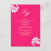 Carte d'invitation de mariage en damassé rose vif (Devant)