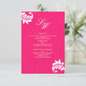 Carte d'invitation de mariage en damassé rose vif (Debout devant)