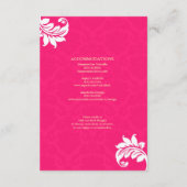 Carte d'invitation de mariage en damassé rose vif (Dos)