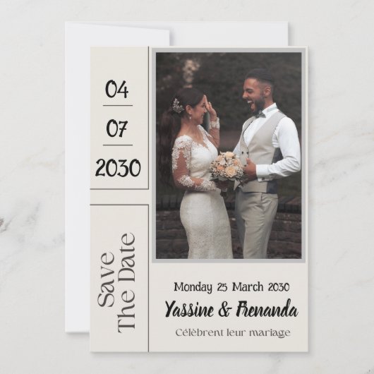 Carte d'invitation de mariage en français Français (Devant)