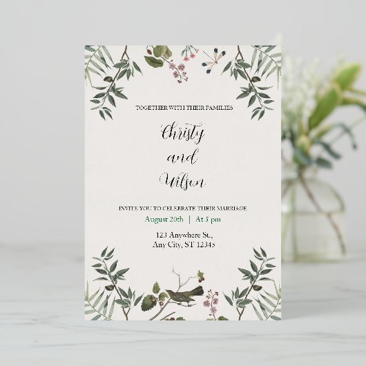 carte d'invitation de mariage esthétique (Debout devant)