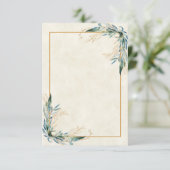 Carte d'invitation de mariage Eucalyptus et or bud (Debout devant)