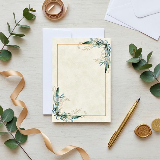 Carte d'invitation de mariage Eucalyptus et or bud