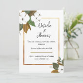 Carte d'invitation de mariage fleur blanche (Debout devant)