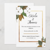 Carte d'invitation de mariage fleur blanche (Devant / Derrière)