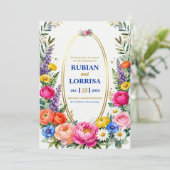 Carte d'invitation de mariage Fleurs de printemps (Debout devant)