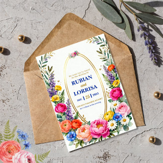 Carte d'invitation de mariage Fleurs de printemps