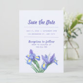 Carte d'invitation de mariage fleurs d'Iris violet (Debout devant)
