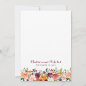 Carte d'invitation de mariage Floraison d'automne, (Dos)