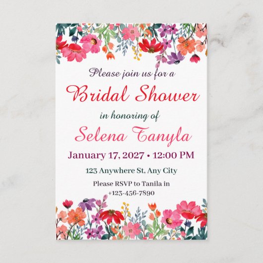 Carte d'invitation de mariage floral (Devant)