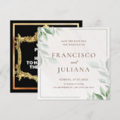 Carte d'invitation de mariage floral à retenir la  (Devant / Derrière)