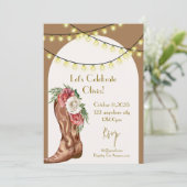 carte d'invitation de mariage floral cowboy (Debout devant)