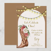 carte d'invitation de mariage floral cowboy (Devant / Derrière)