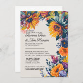 Carte d'invitation de mariage floral d'été moderne (Devant / Derrière)