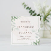Carte d'invitation de mariage floral Save The Date (Debout devant)