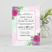 Carte d'invitation de mariage florale aquarelle de (Debout devant)