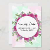 Carte d'invitation de mariage florale aquarelle de (Dos)