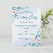 Carte d'invitation de mariage florale bleue modifi (Debout devant)