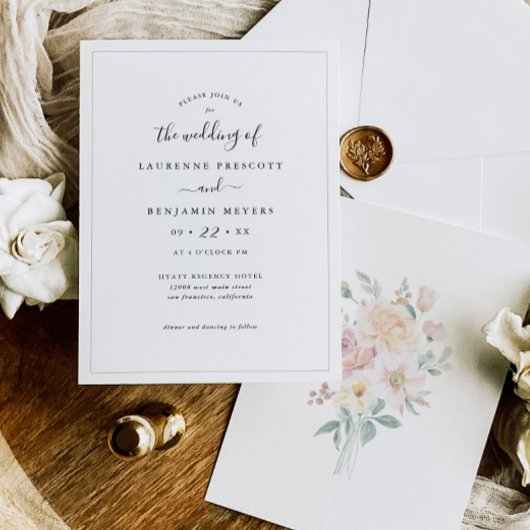 Carte d'invitation de mariage florale Bloom Bouque