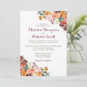 Carte d'invitation de mariage Florale d'Automne, O (Debout devant)