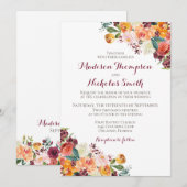 Carte d'invitation de mariage Florale d'Automne, O (Devant / Derrière)