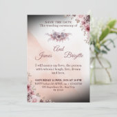 Carte d'invitation de mariage florale design moder (Debout devant)