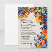 Carte d'invitation de mariage florale d'été modern (Devant / Derrière)