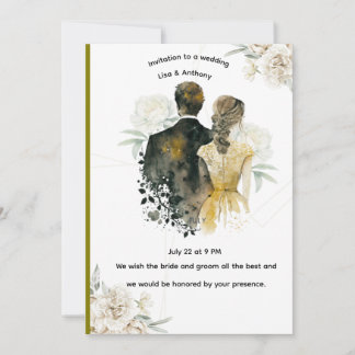 Carte d'invitation de mariage florale élégante