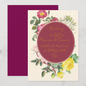 Carte d'invitation de mariage florale élégante (Devant / Derrière)