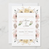Carte d'invitation de mariage florale rose blush é (Devant)