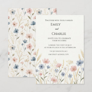 Carte d'invitation de mariage florale Wildflower