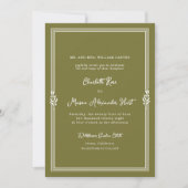 Carte d'invitation de mariage formel vert olive (Devant)