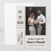 Carte d'invitation de mariage Français Français (Devant / Derrière)