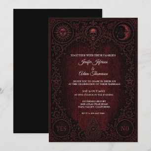 Carte d'invitation de mariage gothique avec planch