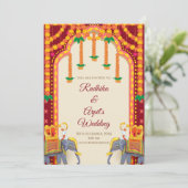 Carte d'invitation de mariage hindou & Invitation (Debout devant)