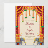 Carte d'invitation de mariage hindou & Invitation (Devant / Derrière)