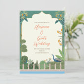 Carte d'invitation de mariage hindou Invitation nu (Debout devant)
