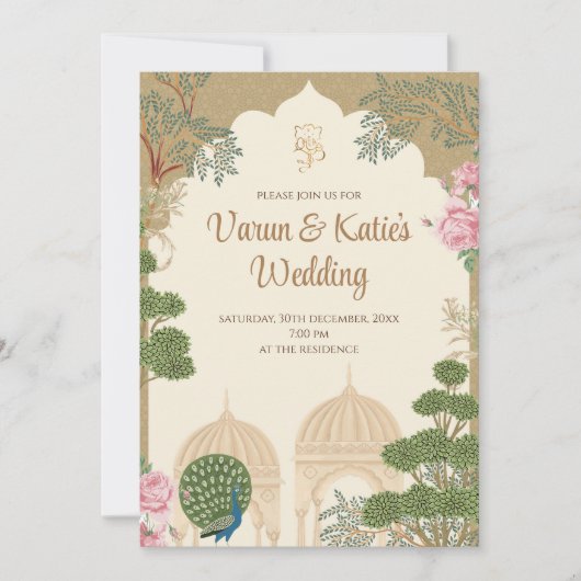 Carte d'invitation de mariage hindou numérique et (Devant)