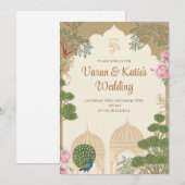 Carte d'invitation de mariage hindou numérique et (Devant / Derrière)