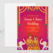 Carte d'invitation de mariage hindou numérique ind (Devant / Derrière)