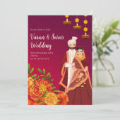 Carte d'invitation de mariage hindou numérique ind (Debout devant)