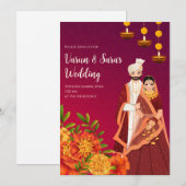 Carte d'invitation de mariage hindou numérique ind (Devant / Derrière)