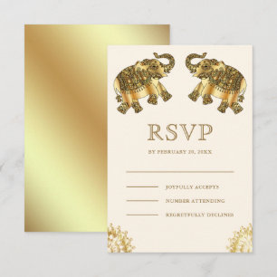 Carte d'invitation de mariage indien Cream Gold Et