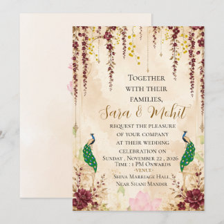 Carte d'invitation de mariage indien élégante modè