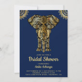 Carte d'invitation de mariage indien éléphant or b (Devant)